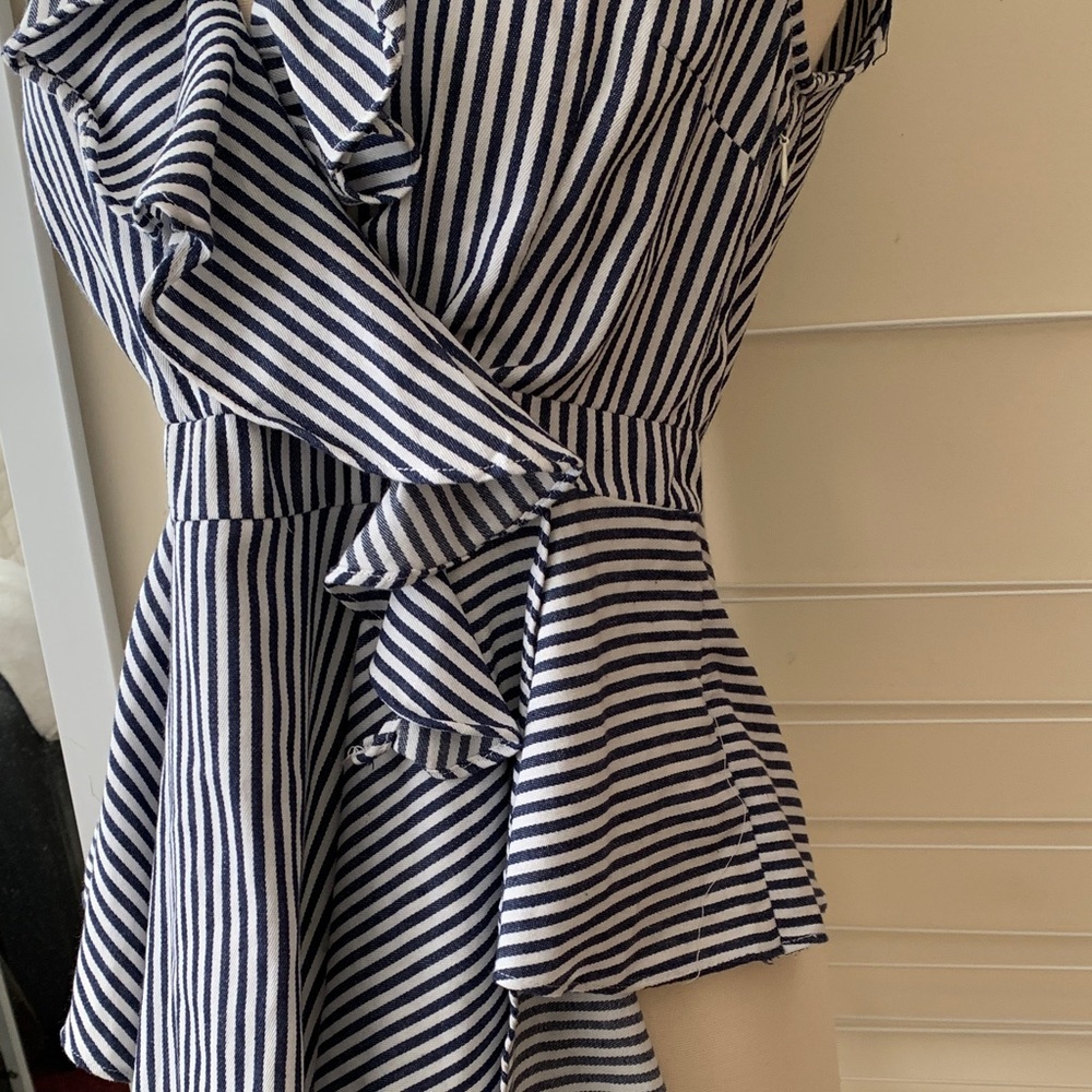 Striped Ruffle Wrap Top - Picture 3 of 6